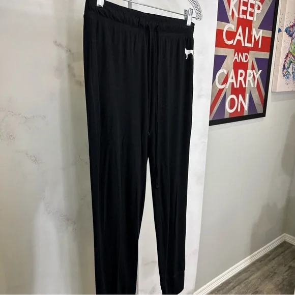 Victoria’s Secret Pink Black Super Soft Pajama Pants Elastic Waist Size L - Picture 3 of 7